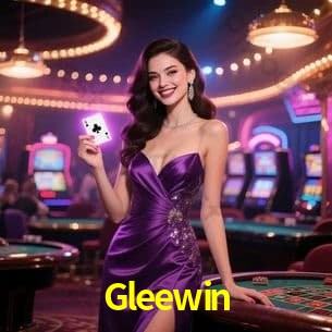 Escena dinámica inspirada en casino con iluminación Gleewin, cartas, fichas e íconos de juegos digitales en un espacio moderno de juegos.